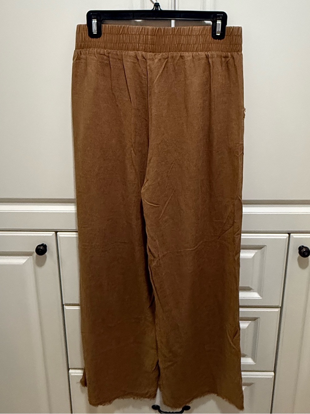 NWOT Zenana Linen blend Camel Raw Hem pants Sz M - Picture 6 of 9